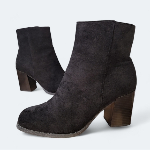 Pierre Dumas Black Vegan Suede Ankle Boots Block heels Size 9 - Picture 14 of 14